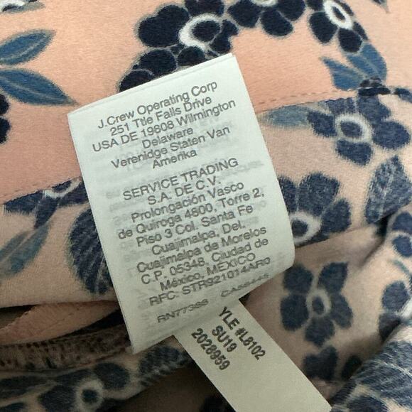 J.Crew Pink Navy Floral Wrap Blouse Peplum Style Long Sleeve Top Size XL - Picture 11 of 15